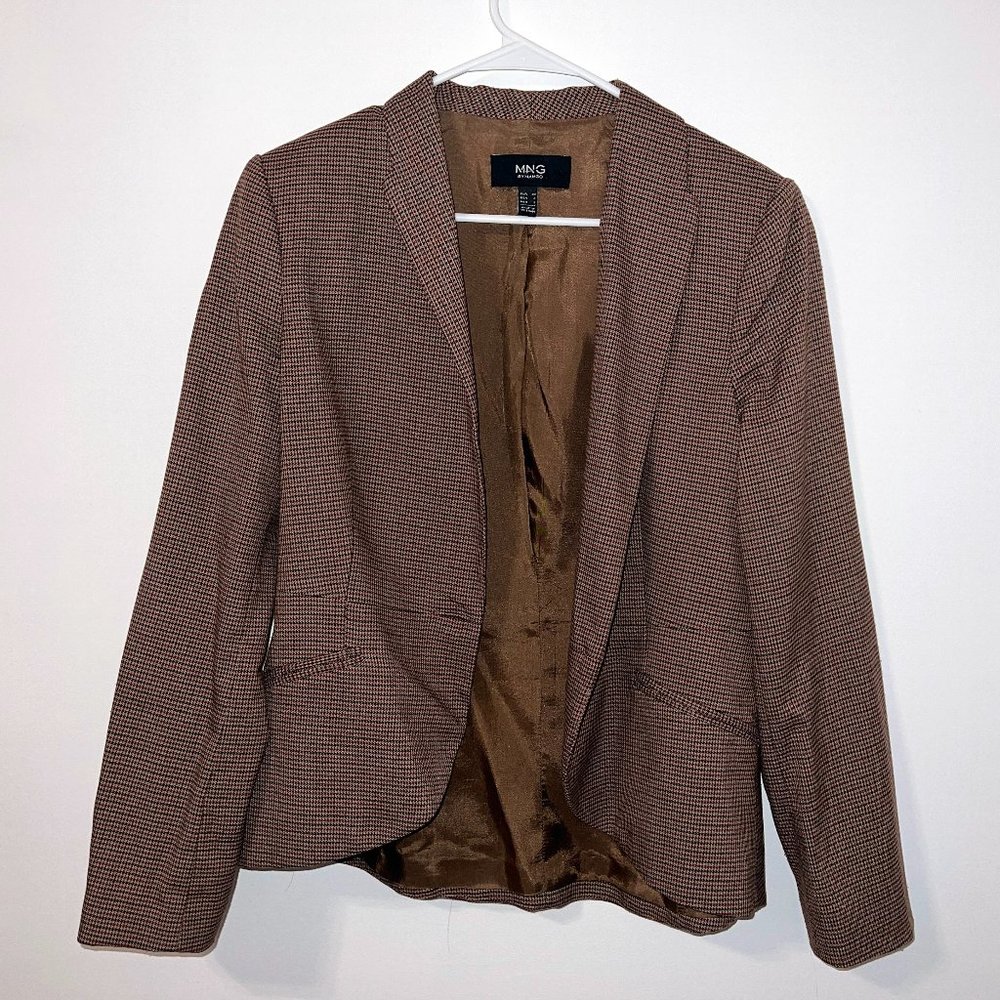 Mango brown houndstooth blazer